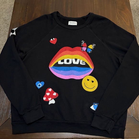 Lauren Moshi Anela Sweatshirt Love Collage Onyx - Picture 11 of 12